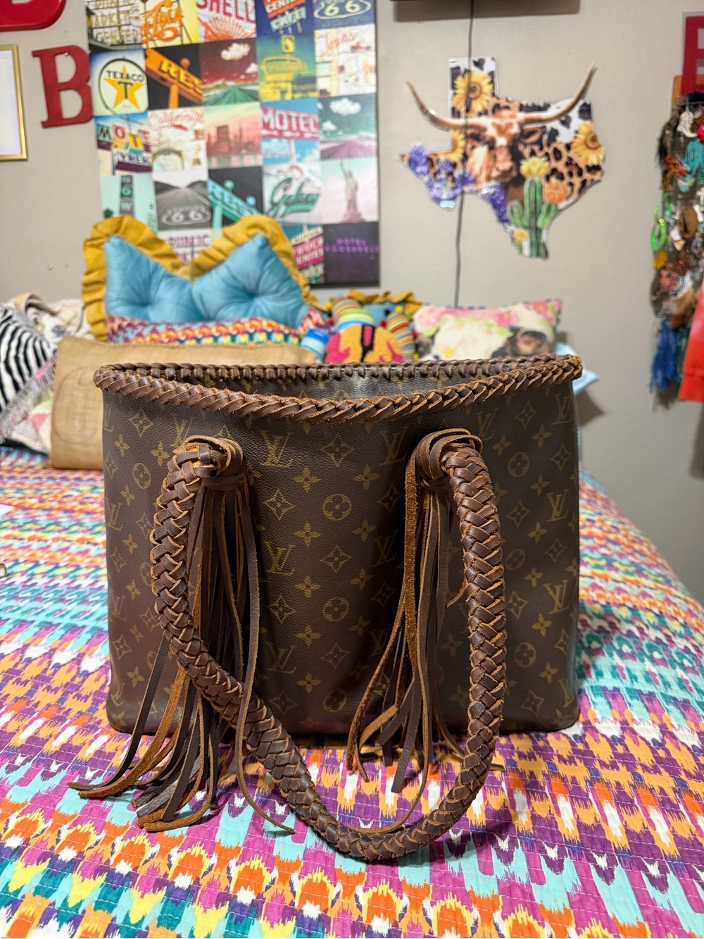 Revamped Lv upcycled braided leather trim luco